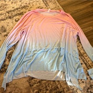 Pink and Blue Gradient Long Sleeve Top